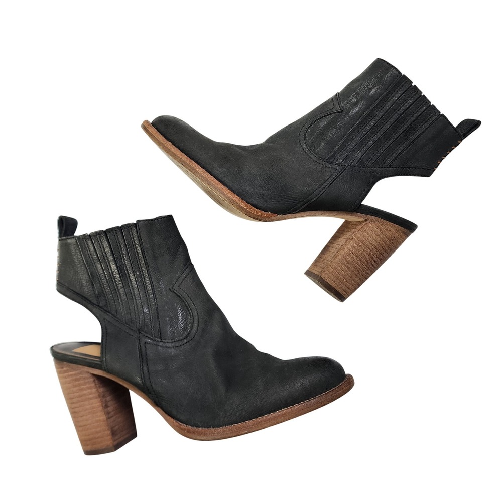 Dolce Vita Womens Jasper Booties Size 8 Black Leather Cutout Western Block Heel